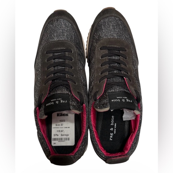 Rag & Bone Retro Charcoal and pink Sneakers,NWT,Size 37,Made in Vietnam - Picture 8 of 10
